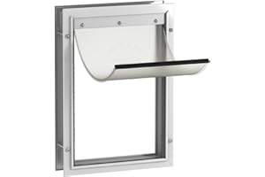 Hakuna Pets Deluxe Aluminum Pet, Cat Flap, Dog Door, Dog Flap Large for Screens, Doors and Walls up to 70mm Thick, Large, White