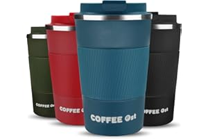 Cala Verde termo - vaso de café para llevar, reutilizables, taza 380ml de acero inoxidable (Azul)