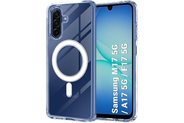 TheGiftKart Ultra-Hybrid Crystal Clear Back Case Cover for Samsung Galaxy M17 / A17 / F17 5G Shockproof Design Hard Back Cover for Samsung M17 / A17 / F17 5G (PC & TPU, Magsafe Compatible, Clear)