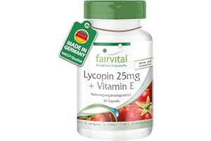 ‎FAIRVITAL Fairvital | Lycopin Kapseln mit Vitamin E - 90 Kapseln - 25mg Lycopin - VEGAN - mikroverkapselt