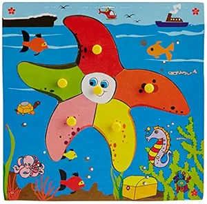 Skillofun Wooden Theme Puzzle Standard Star Fish Knobs, Multi Color