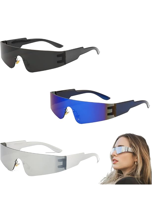 Lot De 2 Lunettes Futuristes Sans Monture - Look Cyberpunk Pour Concerts & Fêtes