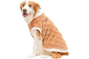 Aurafly Jersey de Invierno para Perros, Abrigo para Clima Frío para Mascotas, Chaleco Cálido de Franela a Cuadros, Suéter Resistente al Viento para Perros Medianos y Grandes (Marrón, 7XL)