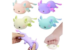GAROMIA 4 Stück Axolotl Squeeze Spielzeug Anti Stress Spielzeug Axolotl Squishy Squeeze Toy Anti Stress Sielzeug für Kinder und Erwachsene Geburtstags Party