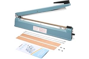 Metronic 16inch/400mm Manual Impulse Manual Hand Sealer Heat Sealing Machine Poly Tubing Plastic Bag with 2 Replacement Kit Blue