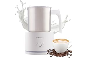 Mellerware - Espumador de Leche Inox Frothy! 600W | 240ml | 3en1 (Espuma Caliente/Fría, Calentar y Espumar) | Apagado Automático | Calentador | Café Latte Capuchino Chocolate | Blanco