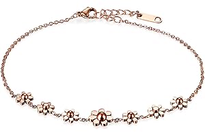 Cupimatch Donna Braccialetto Cavigliera Margherita Acciaio Inossidabile Regolabile Argento Oro Rosa