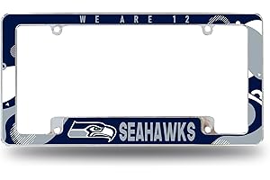 Rico Industries NFL Football Seattle Seahawks Wave 30,5 x 15,2 cm Chrom All Over Automotive Kennzeichenrahmen für Auto/LKW/SUV