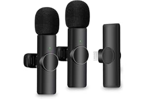 Ozonlife 2 Packs Micro Cravate sans Fil pour i-OS Devices, Wireless Lavalier Microphone Plug-Play Professionnel, Parfait pour Vlog, Enregistrement Vidéo, Webinaire, Interview, JAN012FRKY-2