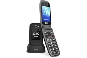 SPC Harmony 4G – Teléfono móvil de tapa para Mayores de teclas grandes, Fácil de Usar, Compatible audífonos, configuración remota, botón SOS, Volumen Timbre Alto, Base de Carga, Negro