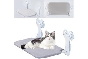 GENERIC Foldable Cat Window Hammock Perch with 6 Powerful Suction Cups up to 20kg, 52X30CM Solid Metal Frame Indoor Cats Summer & Winter Bed with Reversible Washable Cover
