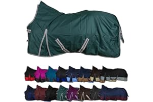 RL24 - Weidedecke High Neck Basicline 600D – Regendecke & Übergangsdecke – wasserdichte Outdoordecke mit Kreuzbegurtung – Pferdedecke in Grün – Größe 135cm (Polarfleecefutter)