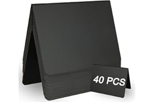 APACALI 40 PCS Mini Chalkboard Signs, Small Chalk Boards, Reserved Signs for Tables, Mini Blackboards for Food, Party, Birthday, Restaurant, A Shaped, Black