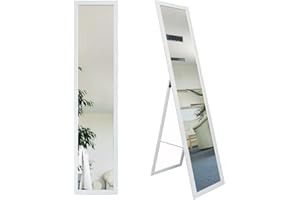 BD ART SBD ART Specchio da Terra Rettangolare, Figura intera, Per il trucco, soggiorno, camerino, Colore Bianco 36 x 156 cm
