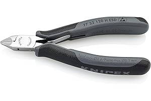 KNIPEX Szczypce tnące boczne dla elektroników z ostrzami z węglików spiekanych ESD z osłonkami wielokomponentowymi 120 mm, 77 32 120 H ESD