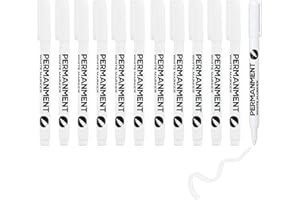 BNFGD 12Pcs White Paint Pen White Permanent Marker Pens,White Pen Fabric Pen Permanent White Marker Pen White Paint Pens Paint Marker Waterproof Quick Dry and Not Dirty Hands.