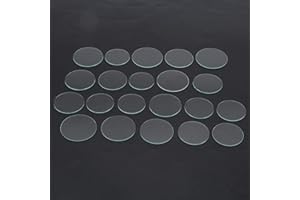 YUNSEITY 21 Pezzi Strumento per Parti di Ricambio per Vetro Orologio, Spessore 1,2 Mm, Occhiali Rotondi 37-45 Mm, Set di Lenti per Vetro Piatto in Vetro Minerale, per la Riparazione di Orologi