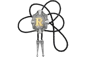 STARBRILLIANT Corbata De Vaquero Vintage Occidental Con Inicial Dorada De La A a La Z Con Diseño Retro Europeo Negro