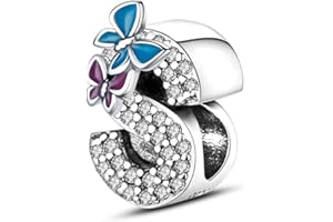 Symretie Ciondolo charm lettera argento sterling 925, compatibile con bracciali e collane europei, per regali di Natale per la festa della mamma da donna XAD