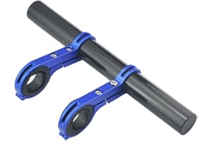 UPANBIKE Bike Handlebar Extender Extension Carbon Fiber Bracket Aluminum Alloy Clamp for Bicycle Speedometer Headlight Light Lamp Holder (Blue 20cm Double Clamp)