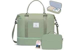Bolsa de viaje BAGAIL para mujeres, Bolsa de fin de semana, Bolsa de gimnasio con bolsa húmeda, Bolsa de maternidad en hospital, Ee Olivegreen, 55 x 35 x 23 cm