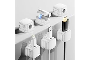 ALIANSHENG 6 szt. Magnetyczny organizer kabli biurkowych Klipsy do zarządzania przewodami ładowarki, kabli audio i innych - idealne do biurka, stolika nocnego, biura i samochodu