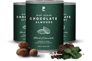 ‎P-STASH P-STASH Mandel Dunkle Schokolade Minze Kakao, Edle Mandeln geröstet 3x60g, fettfreie Trommelröstung, Nussmischung mit einzigartigen Gewürzkombinationen, Premium Nuts made in Berlin