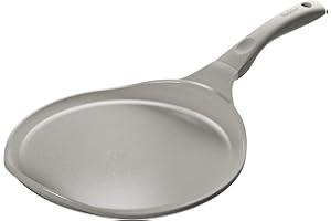 Redchef Crepe - Padella per cottura a induzione, in ceramica, antiaderente e rivestita, piatta, senza PTFE, senza PFAS, senza PFOA, antigraffio, lavabile in lavastoviglie, colore: grigio