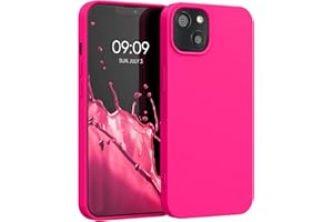 kwmobile Carcasa Compatible con Apple iPhone 13 Funda de Silicona - Flexible con Interior de Microfibra - Suave Protector antigolpes - Rosa neón