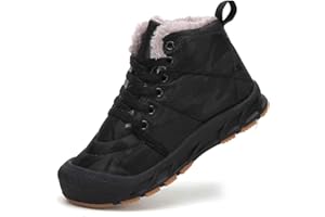 UBRAND Boys Girls Snow Boots Waterproof Slip On Fur Lined Sneakers Winter Warm Shoes