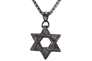 U7 Star of David Pendant Necklace for Men Women, Stainless Steel/925 Sterling Silver, Gold/Black/Rose Gold/Blue Plated, Israel Jewish Jewellery Hexagram Necklace