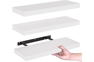 SPRIGLY Premium Wall Mounted Shelves Pack of 3(41 cm) MDF Gloss Finish with Invisible Brackets, Floating Shelves for Living Room, Bedroom Kitchen & Bathroom