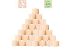 YOUNTHYE Lot De 30 Cube Bois Naturel - 5 X 5 X 5 Cm - Blocs En Bois Naturel - Pour Travaux Manuels, Tampons, Mathématiques, Blocs De Construction, Pions Et Puzzles