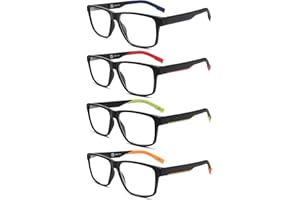 MODFANS Un Pack de 4 Gafas de Lectura Hombre Anti Luz Azul,Lente Clara,Vision Clara,Ligeras Comodas,Colores Mezclados