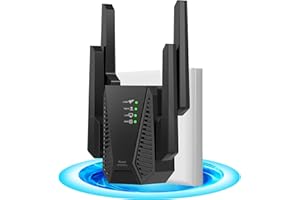 DOBWGXZ WiFi Extender with Ethernet Port – Dual‑Band 4 Antennas for 400 m² Coverage, Easy Setup, Signal Booster & Repeater for Home Network, UK Plug (2025 Smart Signal Booster)