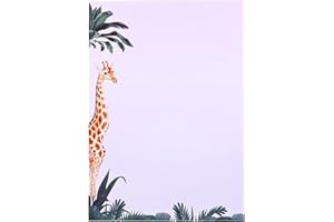 M & G MUSTARD & GRAY Lot de 12 feuilles de papier à lettre Motif girafe Format A5 120 g/m² 148 x 210 mm