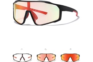 TJUTR Photochromic Cycling Glasses for Men,Women,Youth | TR90 Frame Sports Sunglasses with UV400 Protection Wide Angle Anti-Glare for Running,MTB,Baseball,Fishing,Driving