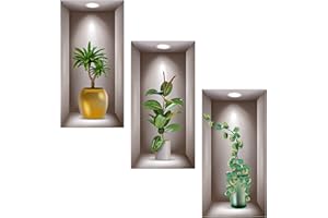 SINRAD 3d Wandsticker Vase, Wandtattoo Wohnzimmer 3D, Vases Wall Stickers For Living Room，Geeignet Für Wohnzimmer, Schlafzimmer, Bad, Küche Und Andere Bereiche (3 Stück)