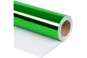 RUSPEPA Papier D'Emballage Métallisé Vert - Papier De Couleur Unie, Idéal Pour Les Cadeaux De Mariage, Anniversaire, Noël Et Baby Show - 76 CM X 10 M