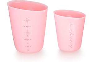 Ewwtrey 2 Stück Silikon Messbecher Krüge, 250ml/500ml Epoxidharz Mischbecher mit Skala Clear, Measuring Cups für Epoxidharz Gießformen, Basteln, Diy Handmade, Labor, Küche (Pink)