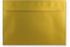 4ABOXES LTD C4 Coloured Envelopes for A4 Paper/Card Peel & Seal Flap Envelopes Pack of 10 (Metallic Gold Peel & Seal)