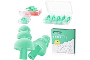 VEORYFLY Ultra Soft Silicone Ear Plugs for Sleep 2024 New, 7 Pairs Reusable Noise Cancelling Earplugs for Sleeping, Snoring, Swimming, Studying, Loud Noise, Concert, Travel Essentials-3 Portable Cases
