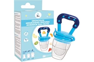 PLIC CARE - Grignoteuse Tétine en Silicone Bleue – 4 à 12 mois – Sans BPA – 3 Tailles de Tétines et 2 Recharges – Pour Soulager les Gencives et Diversification Alimentaire