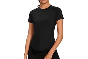 Terecey Maglietta Sportiva Donna Traspirante Maglia Palestra Slim Maglia Yoga Girocollo Maglia Tecnica a Manica Corta T-Shirt Sportiva per Jogging Running Yoga Corsa S-XXL