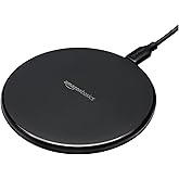 Amazon Basics 15W Qi Certified Wireless Charging Pad (iPhone 16/ 15/14/13/12/11/X, Samsung) - With USB cable (AC adapter not 