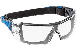 Högert Technik - LOTZEN Occhiali protettivi trasparenti/blu uni/protezione degli occhi, protezione UV - occhiali di protezione antigraffio per industria e commerciale/elastico/costruzione leggera e