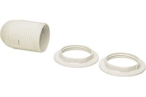 Kopp aislante plástico de casquillo E27 con 2 x Pantalla Anillo Portador, color blanco cremoso, 214301045