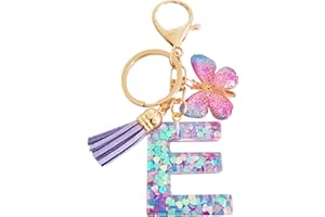 LECTNORE Key Ring Personalised Keyring, Key Rings Women Cute Keychain Personalised Keychain Bag Key Ring Sister Birthday Gifts Alphabet Keychain With Butterfly