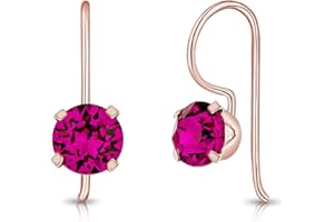 DTPsilver® Pendientes Mujer Plata de Ley 925 Chapados en Oro Rosa con Cristales Swarovski® 6 mm - Pendientes Colgantes Oro Rosa - Elección de Colores