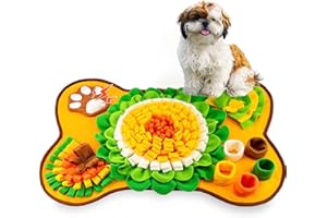 M&Catree Tappeto Olfattivo Cane, Snuffle Mat Lavabile Pieghevole Giochi d' intelligenza Interattivi per Cani che Stimola il Gioco e l'Addestramento Interattivo - Giallo Arancione